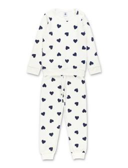 Petit Bateau Cotton Terry Pyjamas With Heart Print