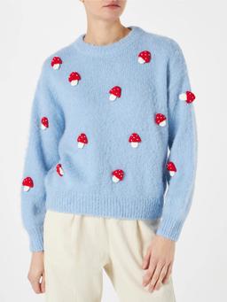 MC2 Saint Barth Woman Brushed Crewneck Sweater With Mushroom Appliqué