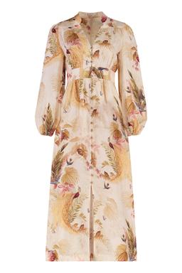 Zimmermann Ascension Plunge Printed Linen Dress