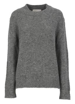 Jil Sander Oversized Grey Sweater With Ribbed Trim In Wool Woman