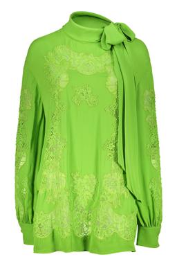Valentino Garavani Bright Green Blouse With Elegant Bow Collar