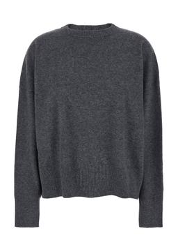 Loulou Studio Grey Crewneck Sweater With Ribbed Trims In Cashmere Woman