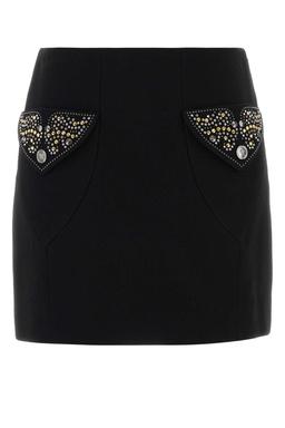 Versace Black Wool Mini Skirt