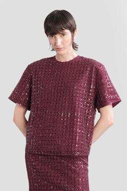 Rotate by Birger Christensen T-shirt In Bordeaux Polyester