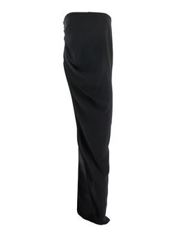 Rick Owens lido Black Long Dress With Straight Neckline And Asymmetric Design In Viscose Blend Woman