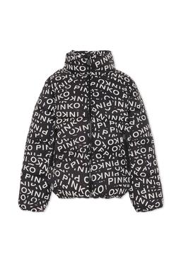 Pinko Black Down Jacket For Girl With Logo