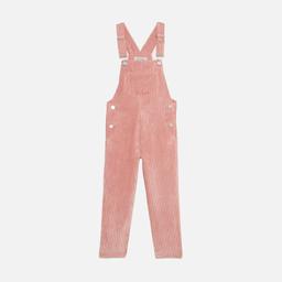MC2 Saint Barth Girl Pink Corduroy Salopette With St. Barth Embroidery