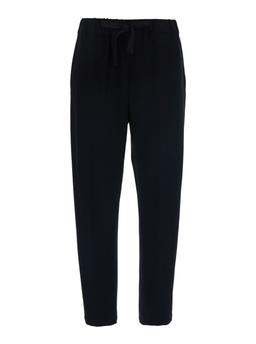 SEMICOUTURE buddy Black Pants With Drawstring Elastic Waist In Viscose Blend Stretch Woman