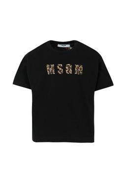 MSGM Black T-shirt For Girl With Logo