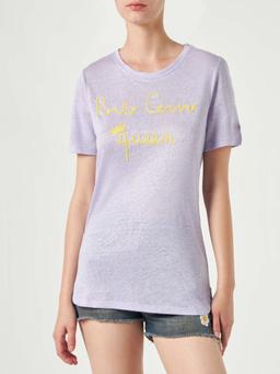 MC2 Saint Barth Linen T-shirt With Porto Cervo Queen Embroidery