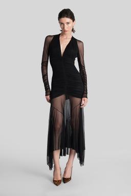 Blumarine Long Dress In Black Polyamide