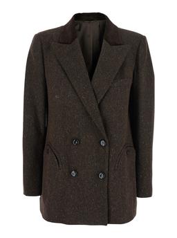 Blazé Milano winibelle Brown Double-breasted Jacket With Notched Revers In Wool Blend Woman