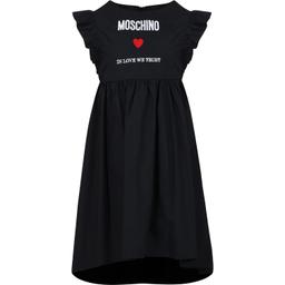 Moschino Black Dress For Girl With Logo And Heart
