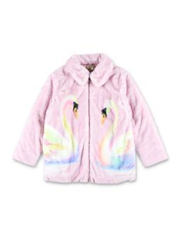Stella Mccartney Kids Swan Faux Fur Jacket