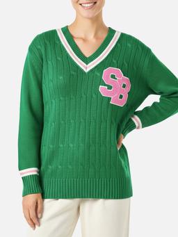 MC2 Saint Barth Woman V-neck Braided Sweater With Patch