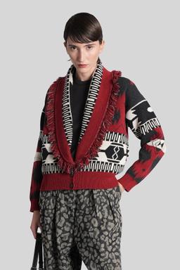 Alanui Cardigan In Red Wool