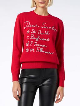 MC2 Saint Barth Woman Brushed Sweater With Dear Santa List Embroidery