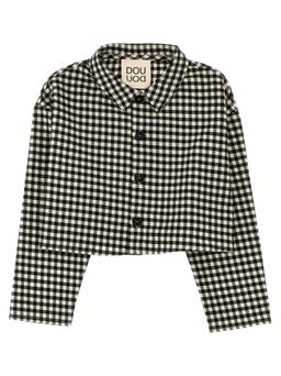Douuod Flannel Crop Shirt