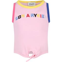 Rykiel Enfant Pink Tank Top For Girl With Logo