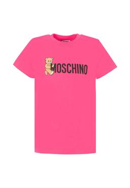 Moschino Fuchsia T-shirt For Girl With Teddy Bear And Logo