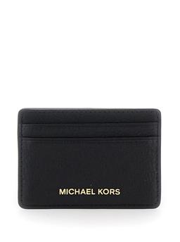 Michael Kors Black Card-holder With Logo Lettering In Leather Woman