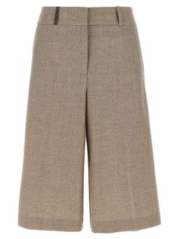 Peserico Micro Houndstooth Long Bermuda Shorts