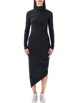 Adidas Originals Black Ruched Long Fitted Dress