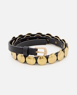 Golden Goose Belt Trinidad Thin Washed Leather Flesh Side With Studs