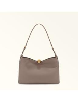 Furla Sfera Soft M Leather Shoulder Bag, Dove Grey