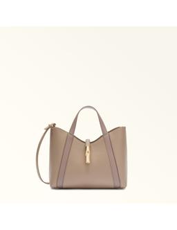 Furla Goccia S Tote Bag In Stucco Color Leather