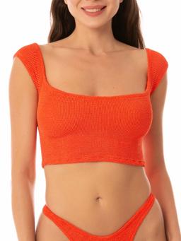 MC2 Saint Barth Woman Crinkle Wide Shoulder Strap Top Swimsuit