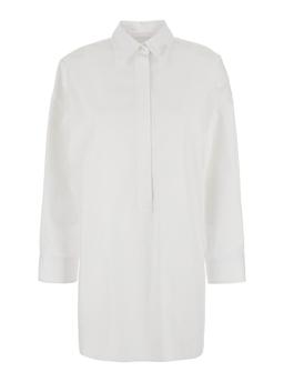 Gucci White Shirt With Classic Collar And Logo Lettering On The Collar In Cotton Woman