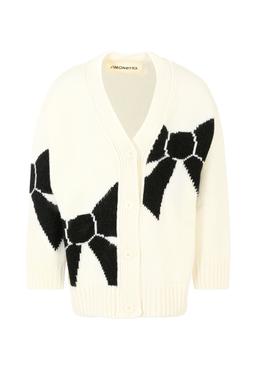 Simonetta White Cardigan For Girl With Bow