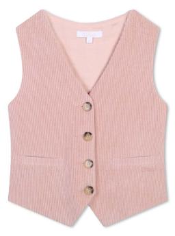 Chloé Pink Sleeveless Vest With Tonal Logo Lettering On The Front In Cotton Girl