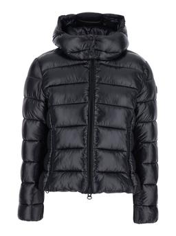 Save the Duck cosmary Black Down Jacket With Removable Hood And Logo Patch On The Sleeve In Tech Fabric Woman