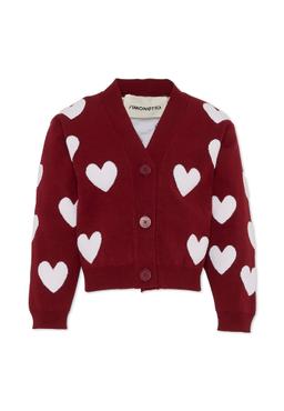 Simonetta Burgundy Cardigan For Girl With Heart