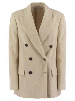 Brunello Cucinelli Viscose And Cotton Corduroy Jacket With Necklace