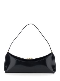 Jacquemus le Calisso Black Shoulder Bag With Engraved Snap Button In Leather Woman