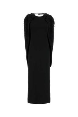 Alberta Ferretti Black Stretch Crepe Long Dress