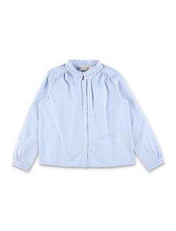 Bonpoint Light Blue Basiline Blouse With Embroidery