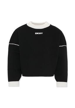 DKNY Reversible Black Crop Sweater For Girl With Logo