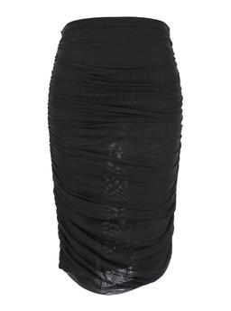 Federica Tosi Black Skirt With All-over Draped In Tulle Woman