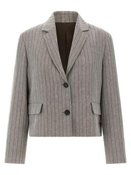 Brunello Cucinelli Pinstriped Chevron Blazer