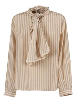Forte_Forte Taffeta Striped Shirt With Removable Bow
