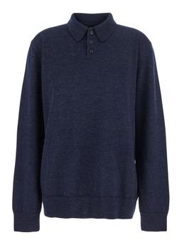 Maison Margiela Midnight Blue Wool Polo Shirt