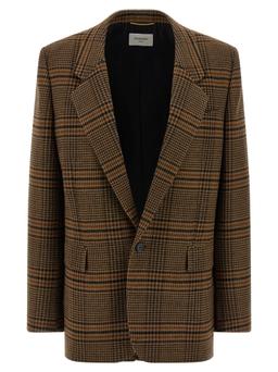 Saint Laurent Prince Of Wales Wool Blazer