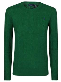 Polo Ralph Lauren Green Wool And Cashmere Braided Sweater