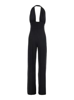 Norma Kamali Cross Halter Straight Leg Jumpsuit
