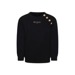 Balmain Black Sweatshirt For Girl With Logo