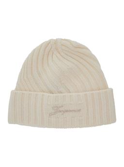 Jacquemus le Bonnet Tourni White Beanie With Turn-up Brim And Logo Lettering On The Front In Wool Man